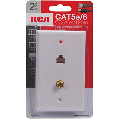 VOXX RA20678 - Rca Cat-5e And 6 F & Coaxial Connector Wall Plate RCATPH557R