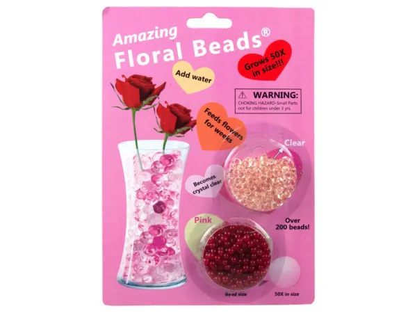 bulk buys AT980 - Pink & Clear Floral Water Beads for Plants