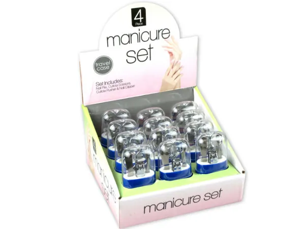 Bulk Buys BE341 — Portable 4-Piece Manicure Set with Display Case
