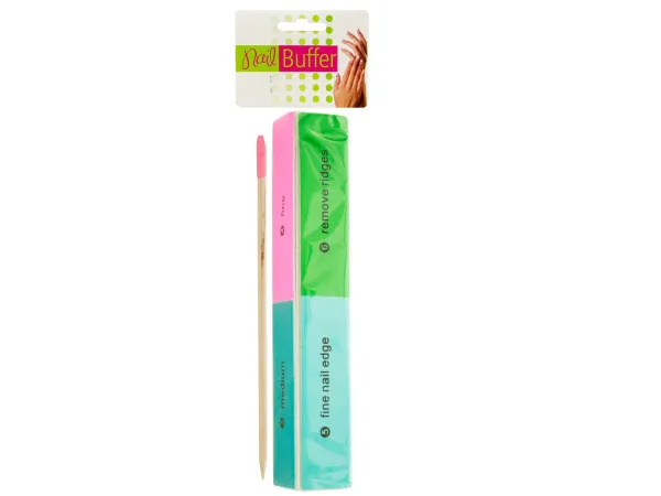 salon collections BE546 — 8-Surface Nail Buffer with Wooden Cuticle Stick