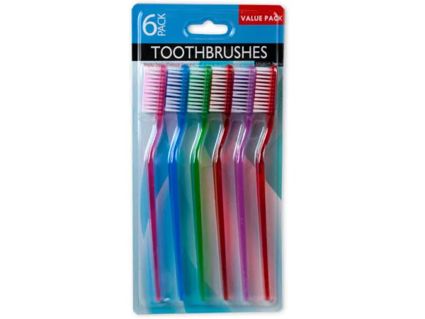 bulk buys BE244 - Family-Friendly Colorful Toothbrush Set of 6