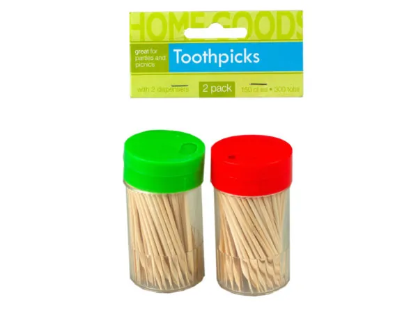 Bulk Buys BH730 — Travel-Friendly 2 Pack Wooden Toothpick Dispensers