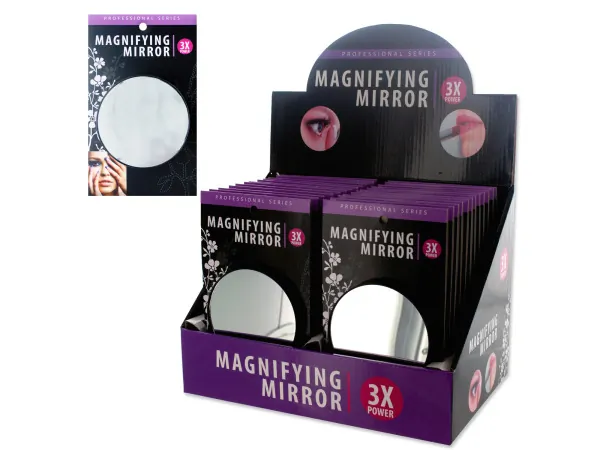 Bulk Buys BI524 — 3X Magnifying Countertop Mirror Display - 24 Pieces