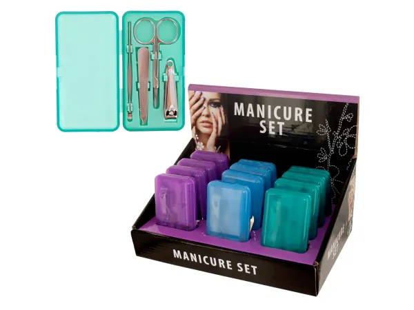 Bulk Buys BI536 — Compact 4-Piece Travel Manicure Set with Display