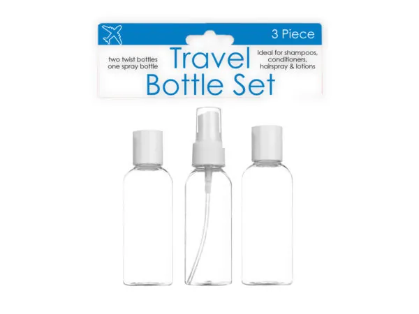 bulk buys BI801 - Travel Twist Top and Spray Bottle Set - 3 Pieces
