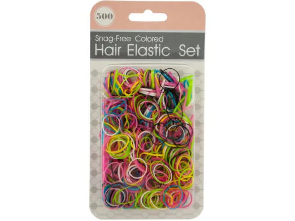 Bulk Buys BI854 — Snag-Free Colored Hair Elastics Set