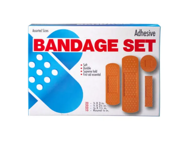 Bulk Buys BI963 — Assorted Adhesive Bandages - 100 Pack for First Aid Kits