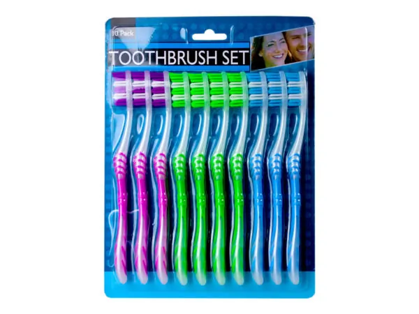 Bulk Buys BI966 — Vibrant 10 Pack Toothbrush Set for Families