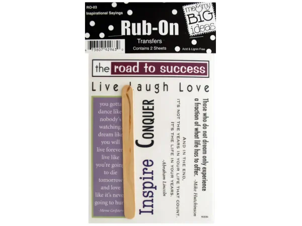 Bulk Buys CG244 — Inspirational Quotes Rub-On Transfer Stickers