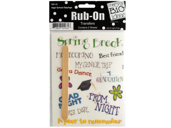 Bulk Buys CG252 — High School Sayings Transfer Stickers for Crafts