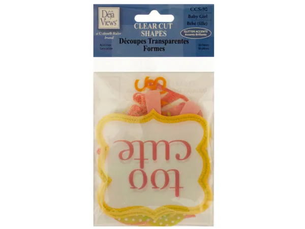 bulk buys CG387 - Clear Cut Baby Girl Shapes with Glitter Accents