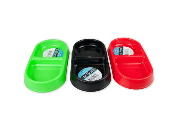 tiny's DI020 — Durable Double-Sided Cat Food and Water Bowl