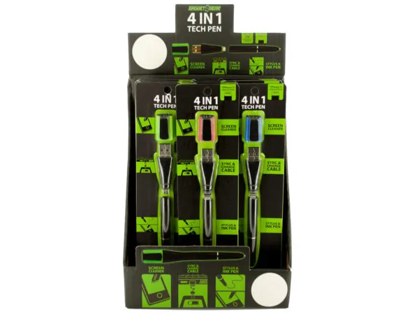 bulk buys EC069 - 4-in-1 Tech Pen with Sync & Charge Display