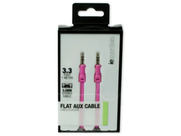 bulk buys EN083 - iEssentials Pink Flat 3.5mm Aux Cable - 1 Meter