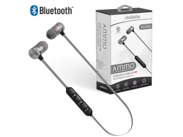 bulk buys EN277 - Acellories Silver Bluetooth Earbuds with Magnetic Feature
