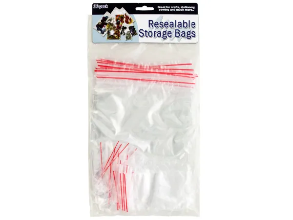 Bulk Buys GL036 — Versatile Resealable Storage Bags - 36 Pack with 3 Sizes