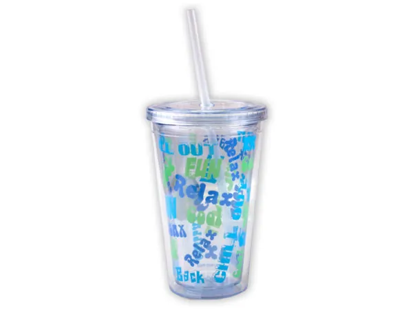 Bulk Buys GK110 — Chill Out Color Changing 16-Ounce Tumbler with Straw