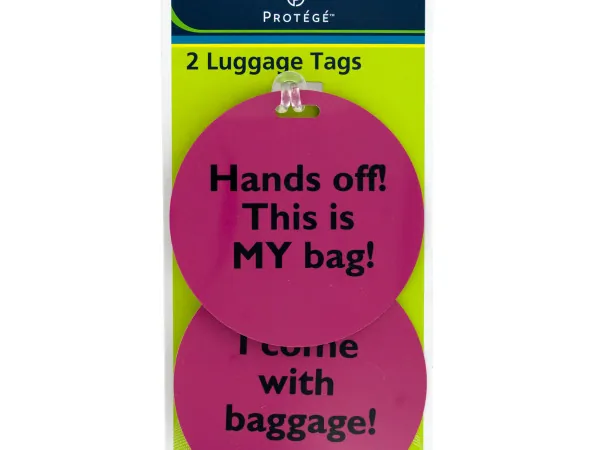 bulk buys GL635 - Colorful Assorted Phrase Luggage Tag Set - 2 Pieces