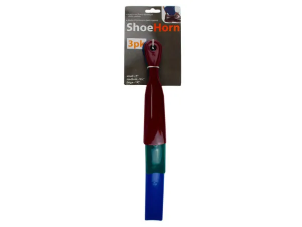 Bulk Buys GM079 — Durable 3-Piece Shoe Horn Set in Assorted Sizes