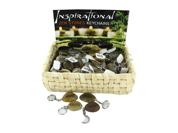 Bulk Buys GM601 — Inspirational Zen Stones Key Chains Countertop Display