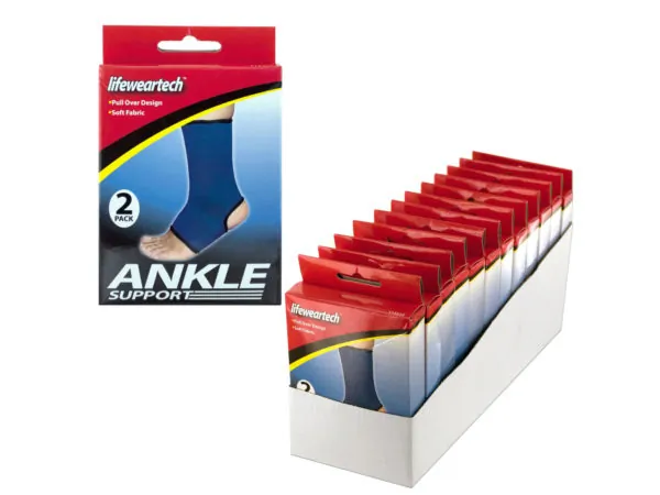 bulk buys GM153 - Comfort Fit Elastic Ankle Support - 12 Piece Display