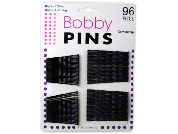 salon collections GP098 — Assorted Size Black Bobby Pins - 96 Count