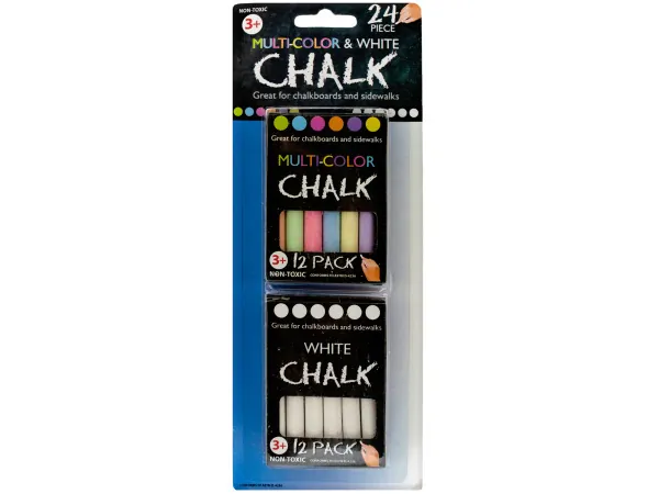 Bulk Buys GM821 — 24-Piece Multi-Color and White Chalk Set for Kids