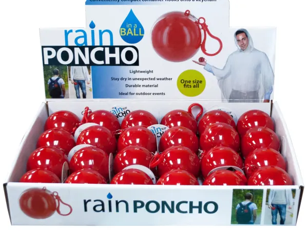 Bulk Buys GR128 — Compact Rain Poncho with Keychain Display - 24 Pack
