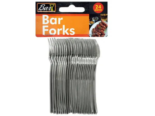 Bulk Buys GR152 — Elegant Mini Bar Forks Set - 24 Piece Silver Forks