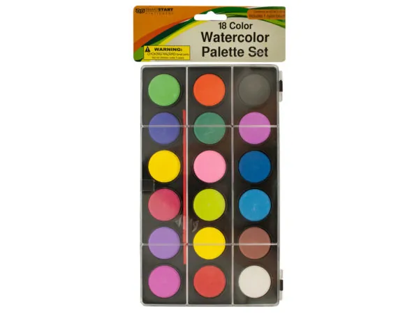 Bulk Buys GR157 — 18-Color Watercolor Paint Set with Brush and Case