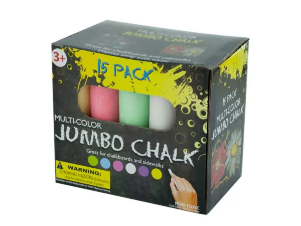 Bulk Buys GR158 — Colorful Jumbo Chalk Set - 15 Pieces for Creative Fun