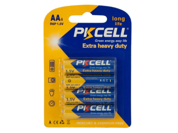 Bulk Buys GR170 — PKCELL AA Heavy Duty Batteries - 4 Pack