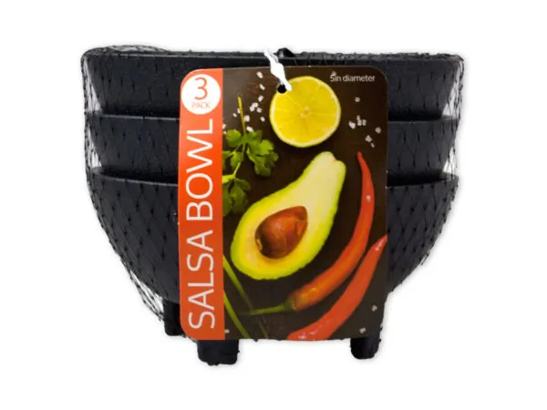 Bulk Buys GV170 — Durable 3-Piece Plastic Salsa Bowl Set