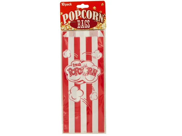 Bulk Buys GT032 — Striped Paper Popcorn Bags
