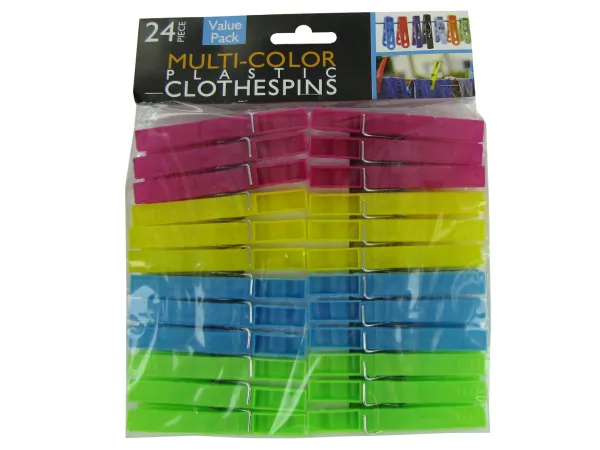 bulk buys HA106 - Multi-Color Plastic Clothespins
