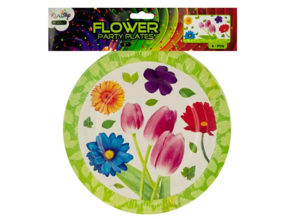 bulk buys GW629 - 9 Floral Design Paper Plates for Parties
