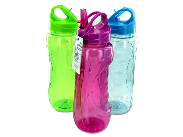 Bulk Buys HB410 — 28 oz. Sports Water Bottle with Flip Straw