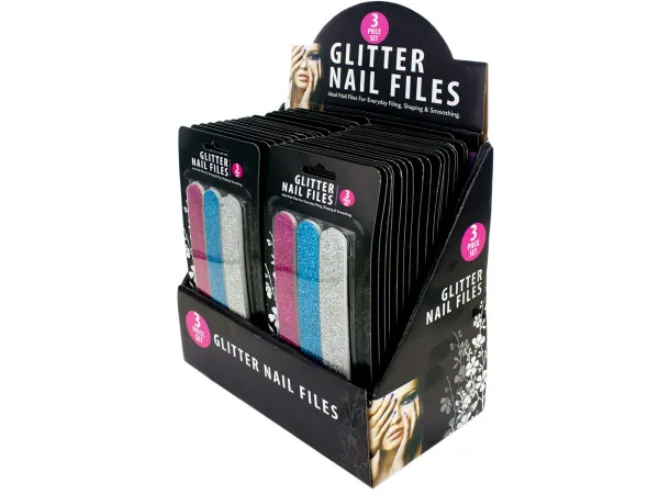 Bulk Buys HB512 — Glitter Nail File Set Counter Top Display