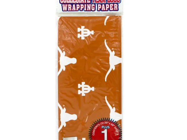 Bulk Buys HB172 — Texas Longhorns Collegiate Gift Wrap Set - 3 Sheets