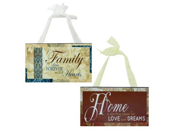 Bulk Buys HB893 — Family & Home Wood Sign with Ribbon Hanger