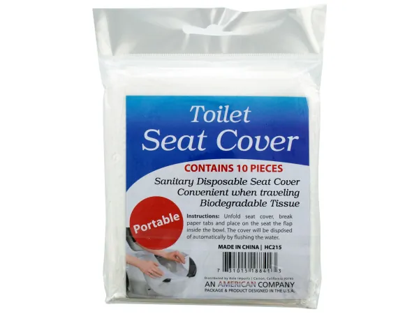 Bulk Buys HC215 — 10-Pack Biodegradable Disposable Toilet Seat Covers