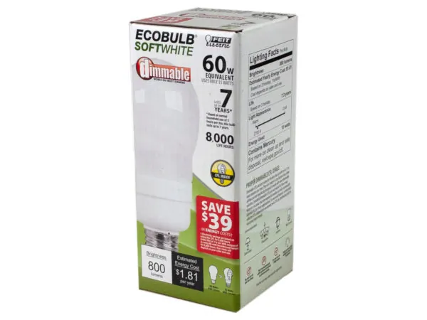 Bulk Buys HD084 — EcoBulb CFL Light Bulb 15 Watt for 60 Watt Replacement