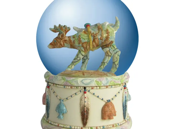 bulk buys HG781 - Native American Deer Musical Water Globe with Glitter