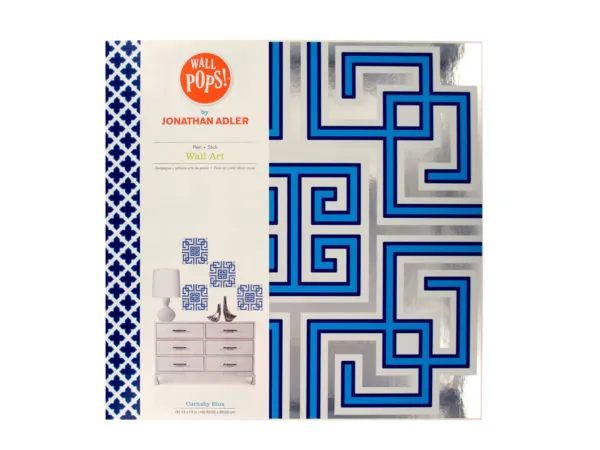 Bulk Buys HG934 — Carnaby Blox Peel + Stick Wall Art Set - Blue & Silver