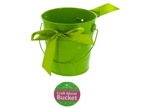 krafters korner HH321 - Colorful Mini Metal Craft Bucket with Decorative Ribbon