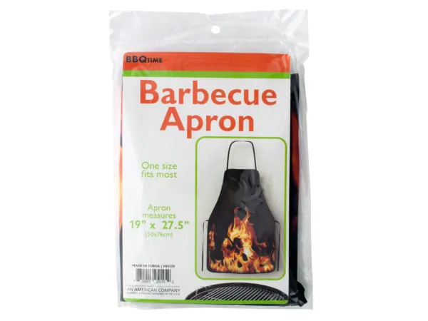 bar b q time HH339 — Flame Printed Barbecue Apron - One Size Fits Most