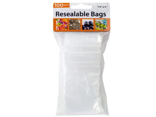 Bulk Buys HH343 — Small Resealable Plastic Storage Bags - 100 Count