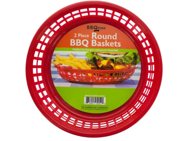 bar b q time HH346 - Retro Round Barbecue Baskets Set - 2 Piece