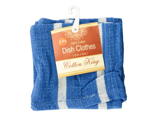 bulk buys HI144 - Colorful Waffle-Texture Cotton Dish Cloth Set - 2 Pieces