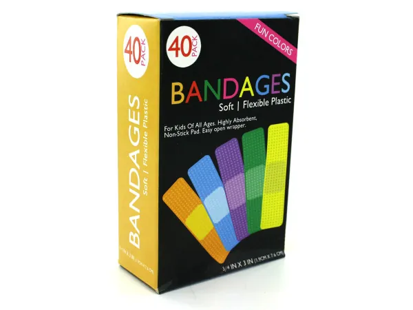Bulk Buys HP110 — Vibrant Kids Fun Color Bandages - 40 Pack